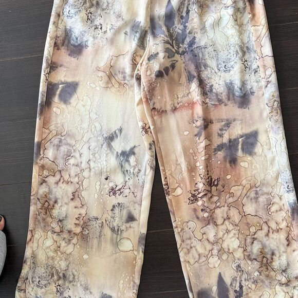 ZARA Full Length Printed Brown satin Women's Pants, Small - Picture 8 of 10
